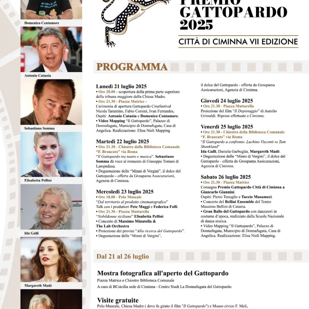 Programma Premio Gattopardo 2025 Il programma del Premio Gattopardo 2025