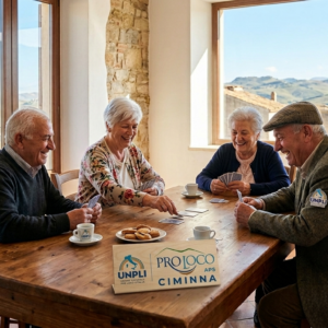 gruppo di anziani giocano a carte